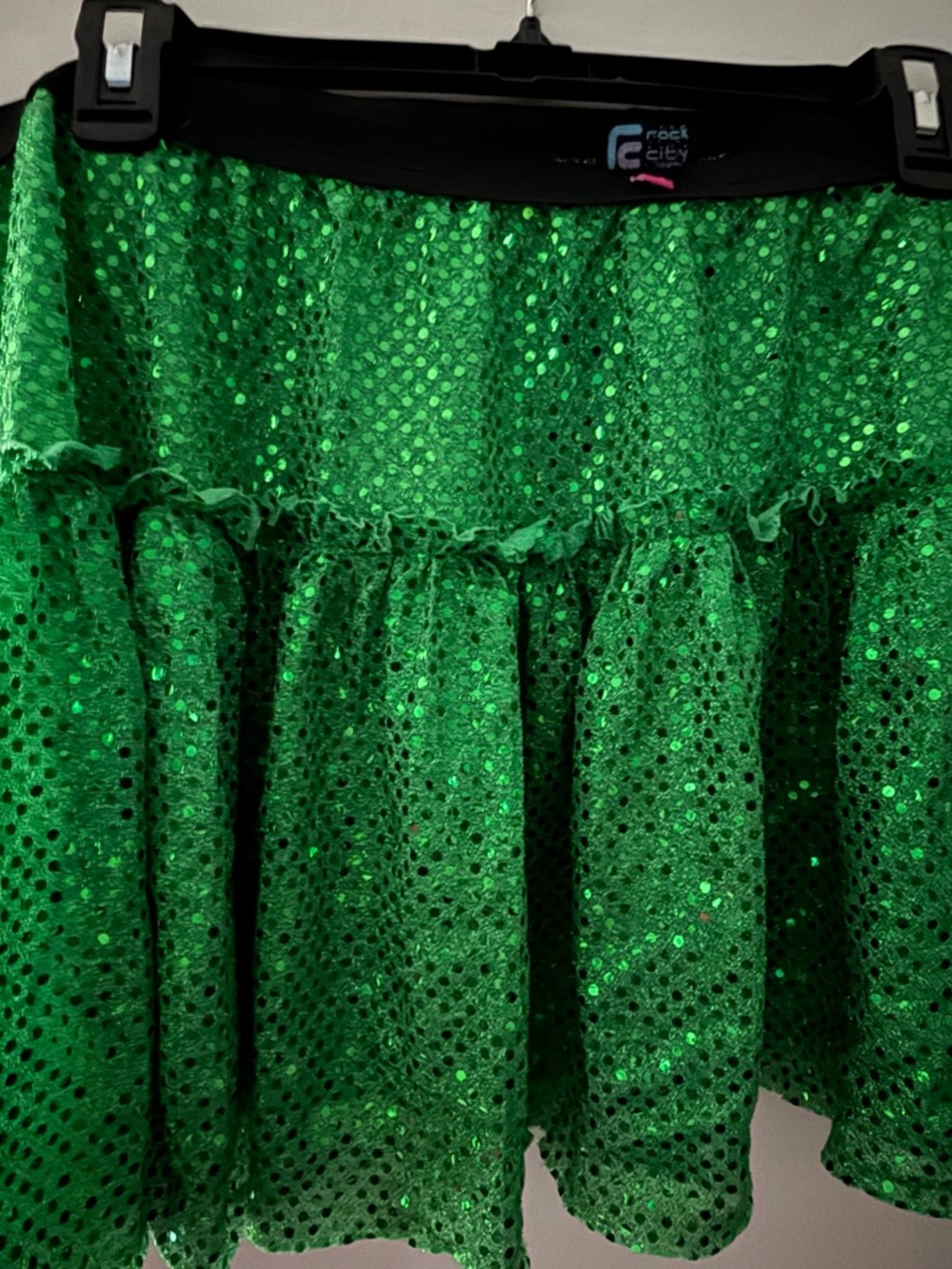 Green Sequin Tiered Mini Skirt